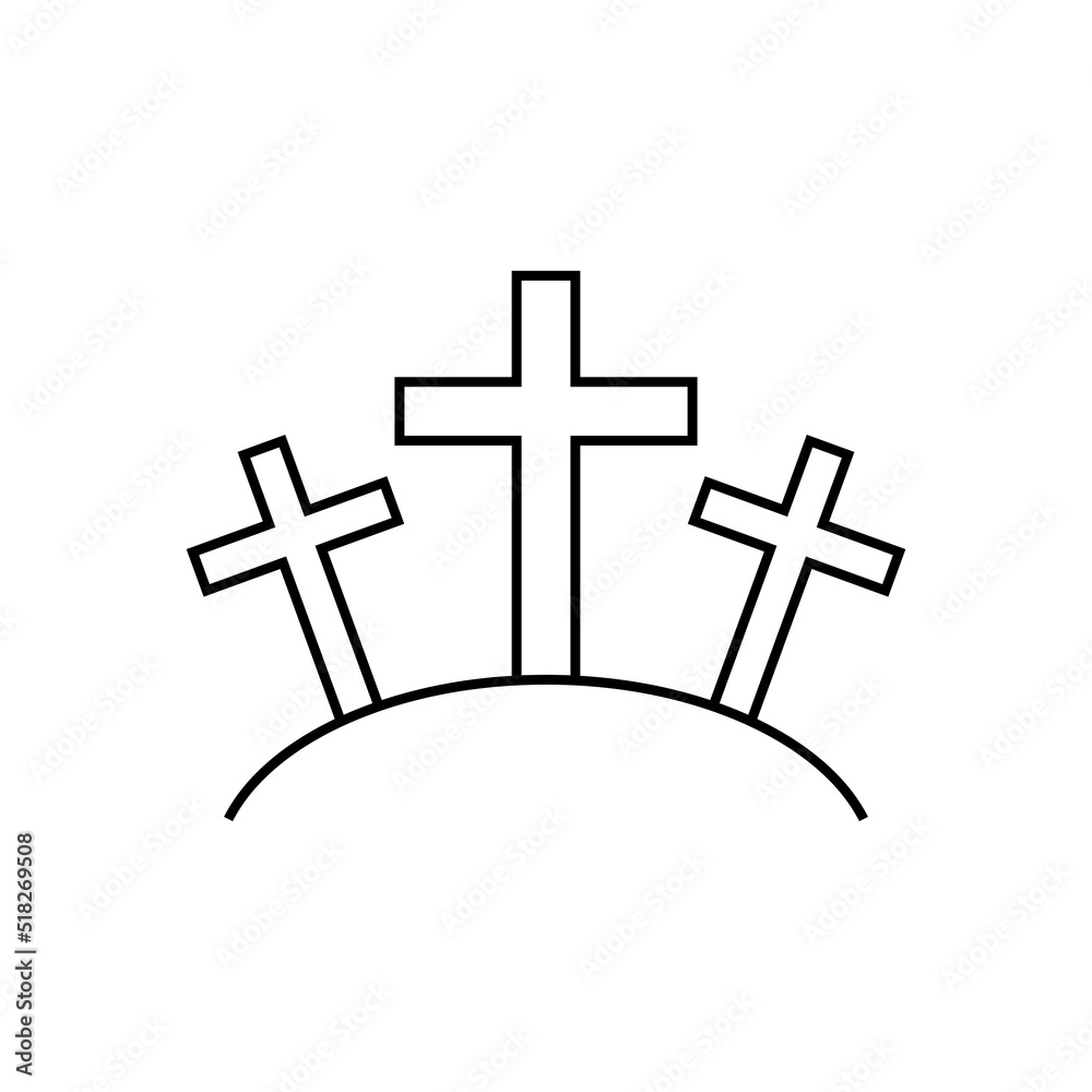 Christian icon Three cross line style Christian icon Three cross line style