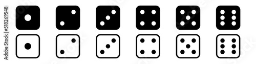 Game dice icon set simple design