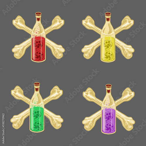 Skull Poison caharacter Set Vector Illustration photo