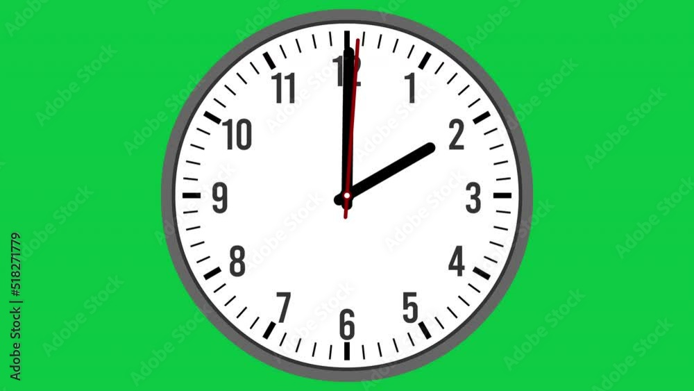 Wall clock time lapse 12 hours loop on green screen. Analog wall clock seamless looping animation.