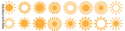 Sun icon vector set. Summer illustration sign collection. Hot symbol or logo.