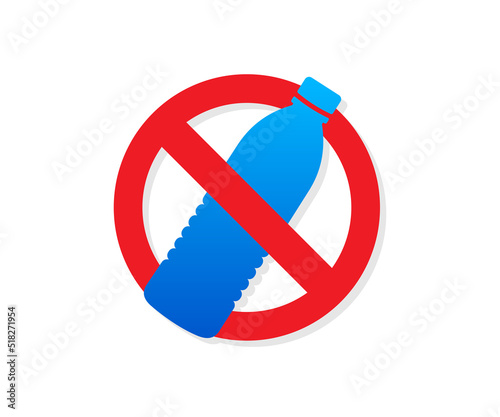 Stop plastic bottle. Stop plastic pollution. Save our Earth. A red prohibition sign crosses out the plastic bottle.