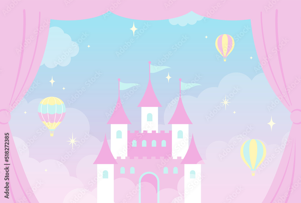 vector background with a fairy tale castle in cloudy sky for banners, cards, flyers, social media wallpapers, etc. vector background with a fairy tale castle in cloudy sky for banners, cards, flyers, social media wallpapers, etc.
