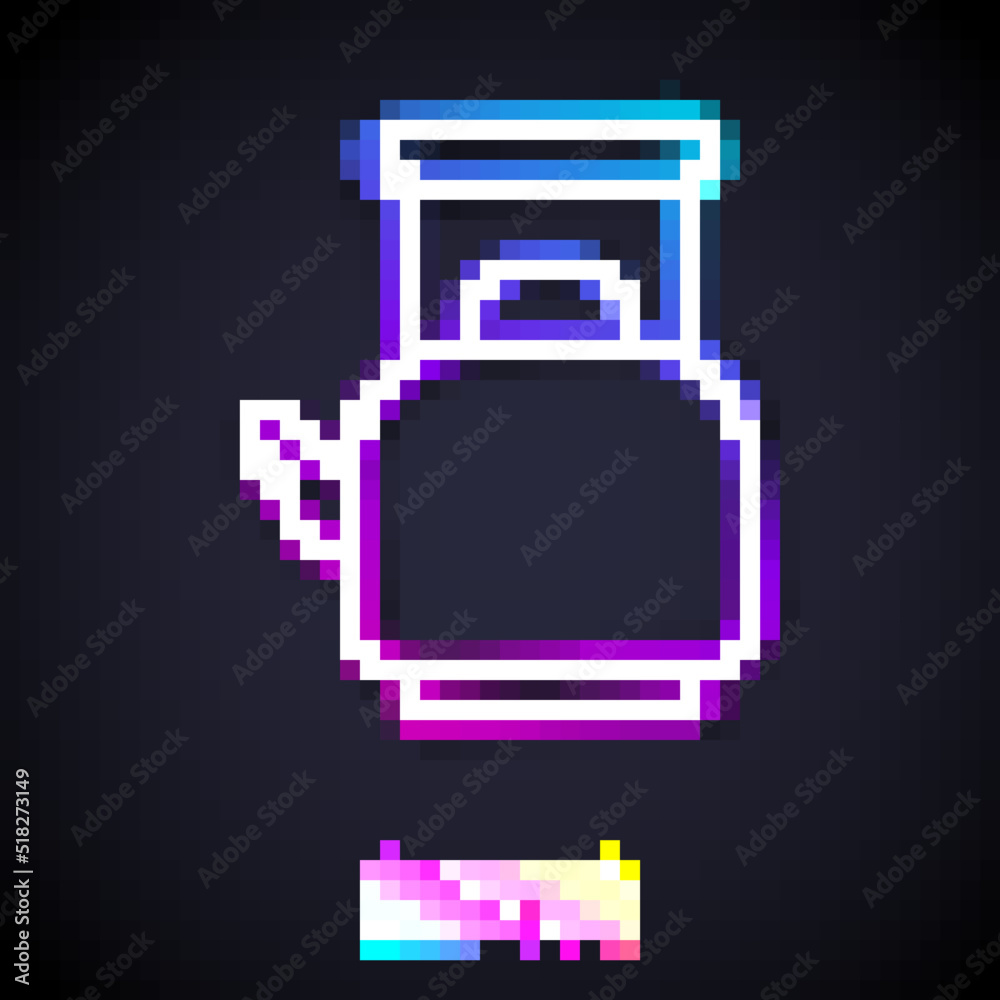 Glowing neon line Kettle with handle icon isolated on black background. Teapot icon. Vector Glowing neon line Kettle with handle icon isolated on black background. Teapot icon. Vector