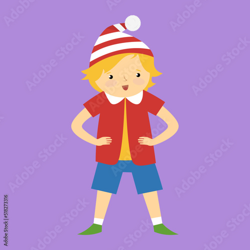 Pinocchio, a boy in a striped cap