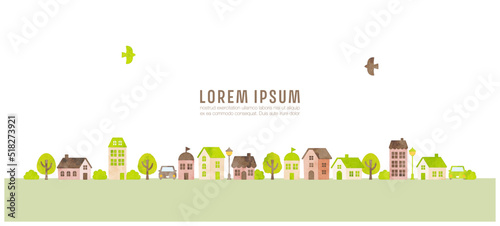 cute hand drawn cityscape (brown and green)