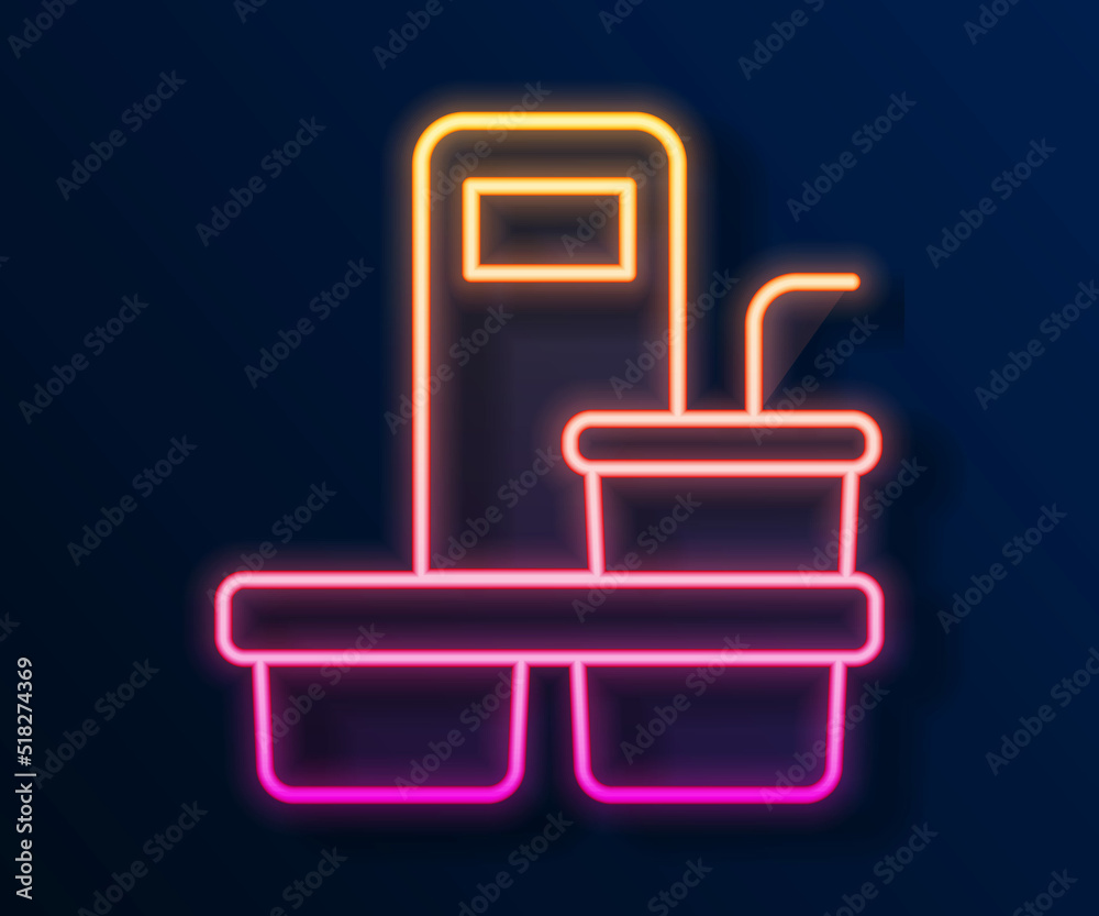 Glowing neon line Coffee cup to go icon isolated on black background. Vector Glowing neon line Coffee cup to go icon isolated on black background. Vector