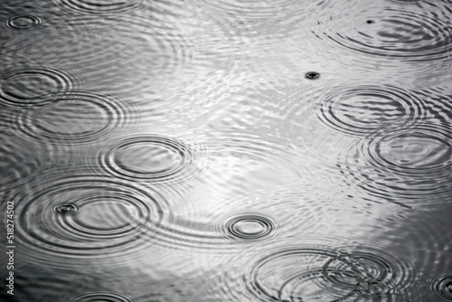 Drops of rain on water surface
