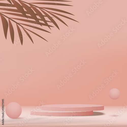 3d pink podium and minimal pink wall scene. 3d podium minimal abstract background. Vector