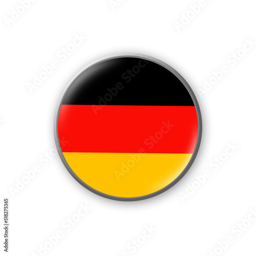 Germany flag. Round badge in the colors of the German flag. Isolated on white background. Design element. 3D illustration.