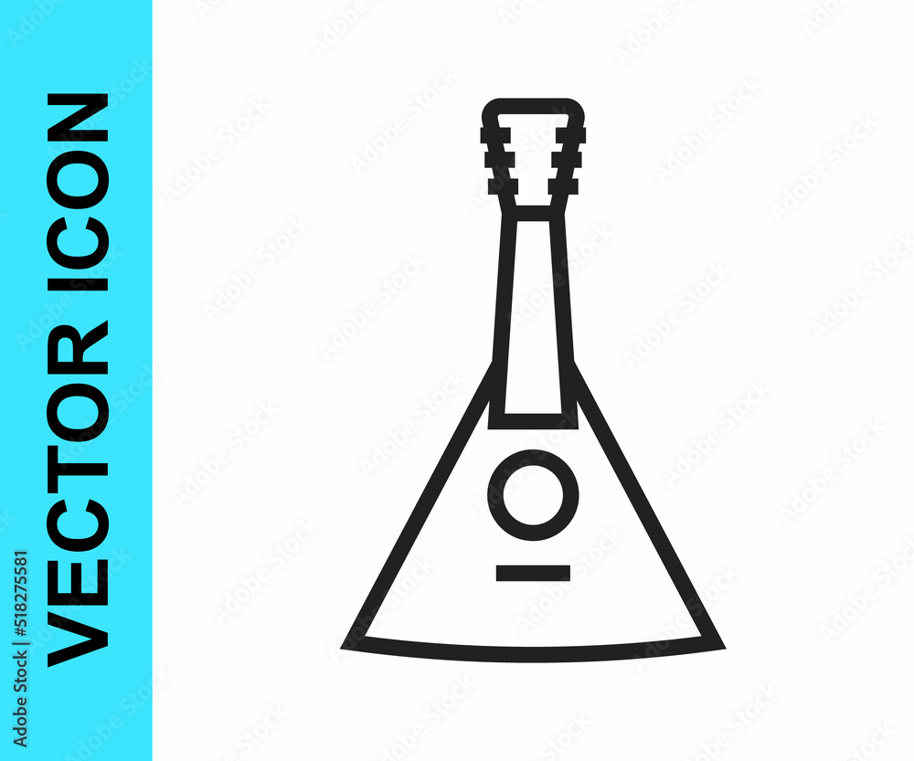 Black line Musical instrument balalaika icon isolated on white background. Vector Black line Musical instrument balalaika icon isolated on white background. Vector