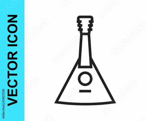 Black line Musical instrument balalaika icon isolated on white background. Vector