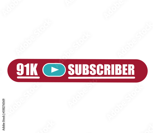 91k subscriber text vector illustration, suitable for social media banner	