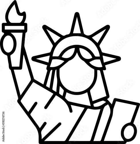Liberty statue vector icon - isolated.
