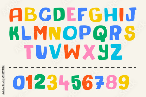 Hand Drawn Colorful Childlike Alphabet Set Design