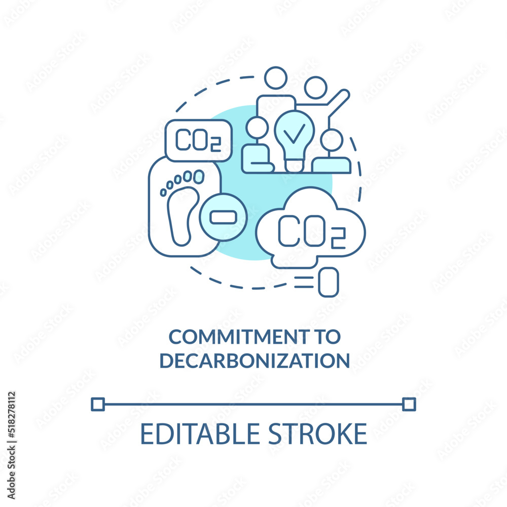 Commitment to decarbonization turquoise concept icon. Pollutants. Net zero practice abstract idea thin line illustration. Isolated outline drawing. Editable stroke. Arial, Myriad Pro-Bold fonts used Commitment to decarbonization turquoise concept icon. Pollutants. Net zero practice abstract idea thin line illustration. Isolated outline drawing. Editable stroke. Arial, Myriad Pro-Bold fonts used