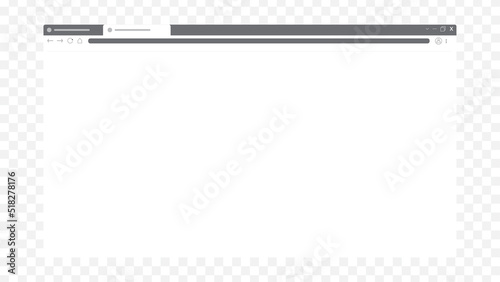 Modern browser window design isolated on living coral background. Web window screen mockup. Internet empty page concept with shadow. Vector illustration