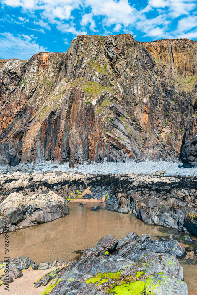 Cliffs on the Sandymouth Bay Beach, National Trust, Bude, Cornwall, England, Europe