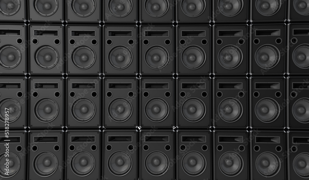 Obraz premium Wall of speakers background for a band of DJ. 3D Rendering