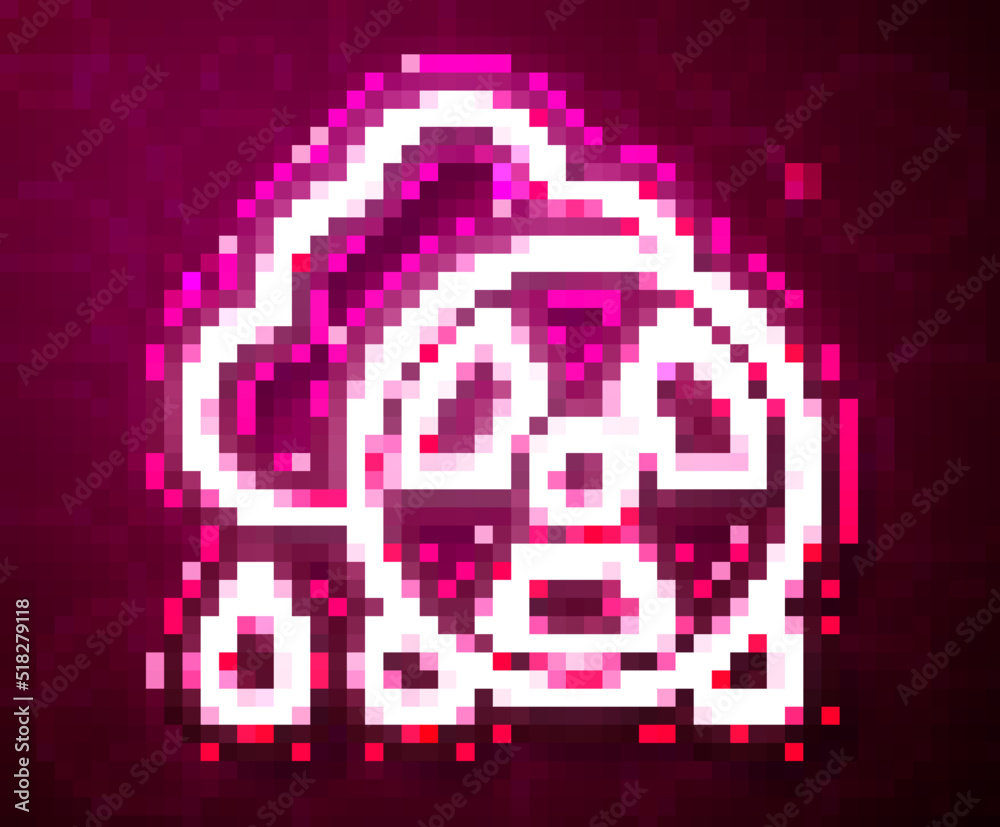 Glowing neon line Acid rain and radioactive cloud icon isolated on red background. Effects of toxic air pollution on the environment. Vector Glowing neon line Acid rain and radioactive cloud icon isolated on red background. Effects of toxic air pollution on the environment. Vector