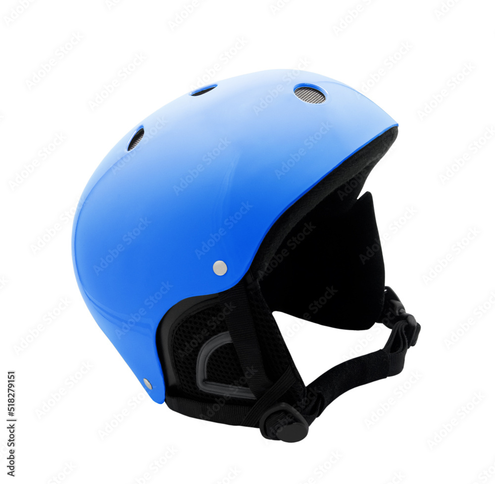 Blue snowboarding helmet isolated on white Blue snowboarding helmet isolated on white