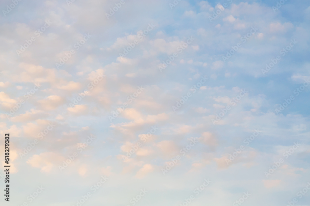 Small beautiful clouds at sunrise, pastel pink