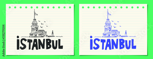 Istanbul Maiden's Tower Linear Illustration Design