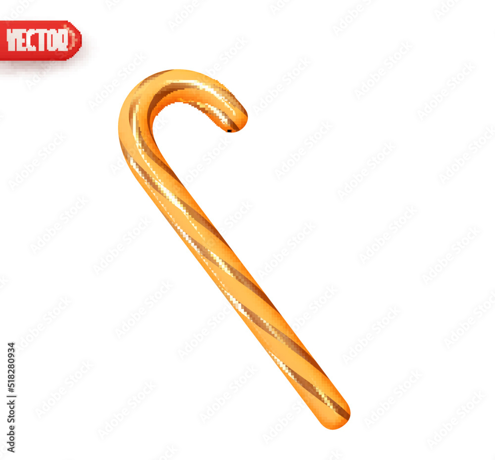 Candy stick. Christmas decoration Cane Sweet. Realistic 3d design element In plastic cartoon style. Icon isolated on white background. Vector illustration Candy stick. Christmas decoration Cane Sweet. Realistic 3d design element In plastic cartoon style. Icon isolated on white background. Vector illustration