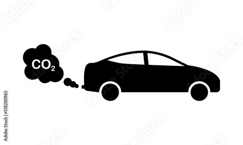 Car Exhaust CO2 Black Silhouette Icon. Transport Vehicle Pipe Smoke Gas Pollution Emission Glyph Pictogram. Car Smog Air Dioxide Symbol. Climate Environment Conservation. Isolated Vector Illustration