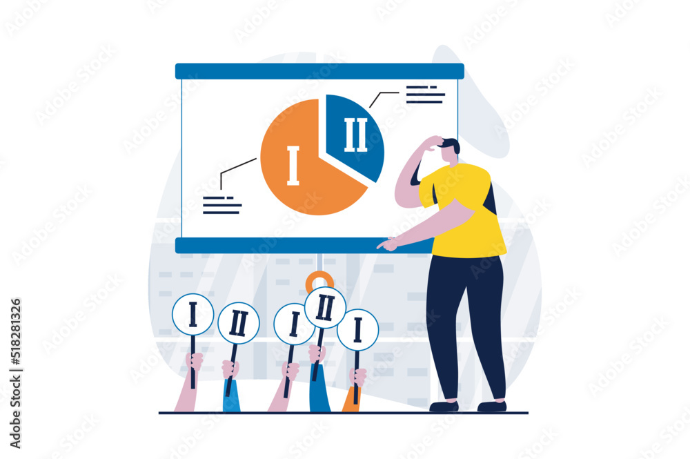 Finding solution concept with people scene in flat cartoon design. Man ...