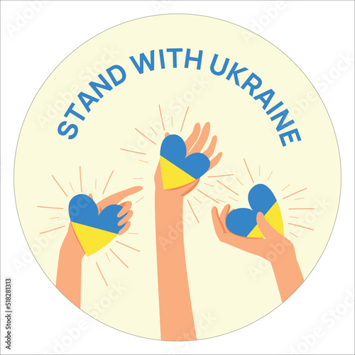 Stand with Ukraine vector illustration in flat style, World's support for Ukraine
