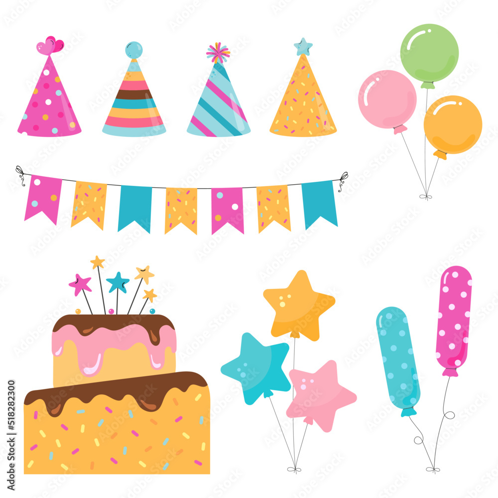 Vector set of birthday party design elements Vector set of birthday party design elements