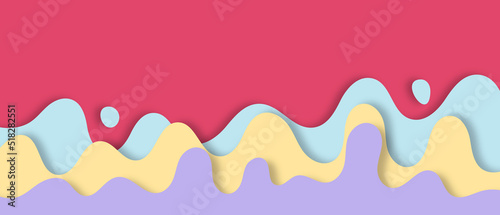 Print op canvas Abstract vector illustration colorful paper cut wave design for banner template