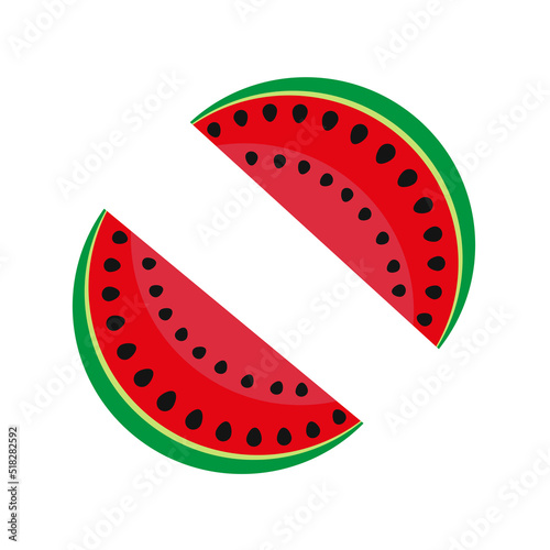 Illustration of two slices of watermelons. Summer watermelon. Delicious and sweet watermelon.