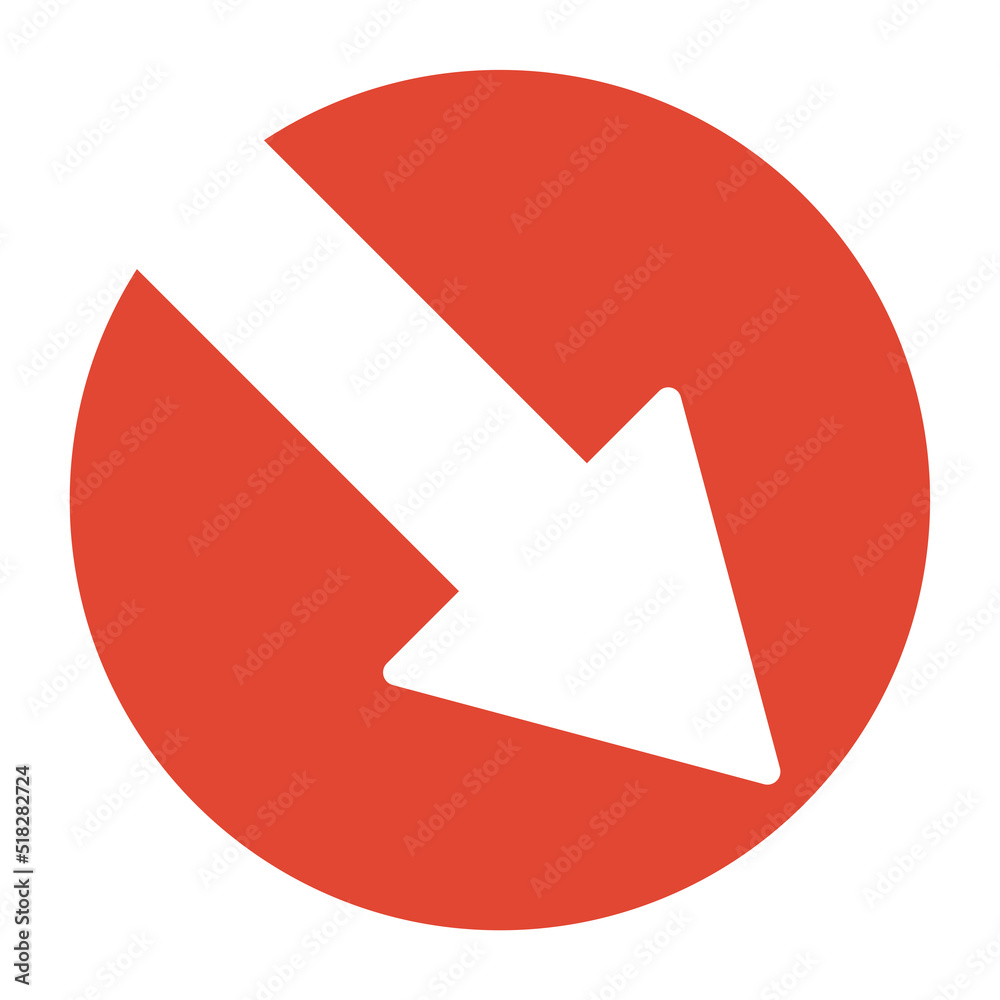 Pfeil Icon nach unten in rotem Kreis Pfeil Icon nach unten in rotem Kreis