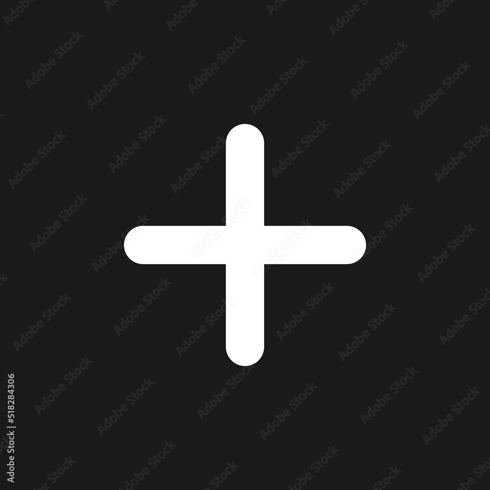 Plus dark mode glyph ui icon. Expanding option. Interactive content. User interface design. White silhouette symbol on black space. Solid pictogram for web, mobile. Vector isolated illustration Plus dark mode glyph ui icon. Expanding option. Interactive content. User interface design. White silhouette symbol on black space. Solid pictogram for web, mobile. Vector isolated illustration