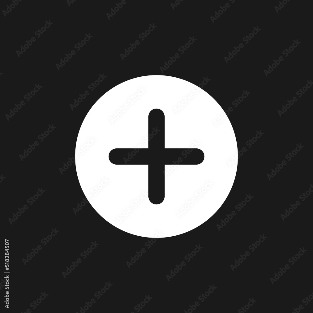 Add button dark mode glyph ui icon. Increase volume. Menu command. User interface design. White silhouette symbol on black space. Solid pictogram for web, mobile. Vector isolated illustration Add button dark mode glyph ui icon. Increase volume. Menu command. User interface design. White silhouette symbol on black space. Solid pictogram for web, mobile. Vector isolated illustration
