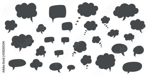 Speech bubble hand draw doodle set. Vector stock illustration isolated on white background for comic graphic book. 