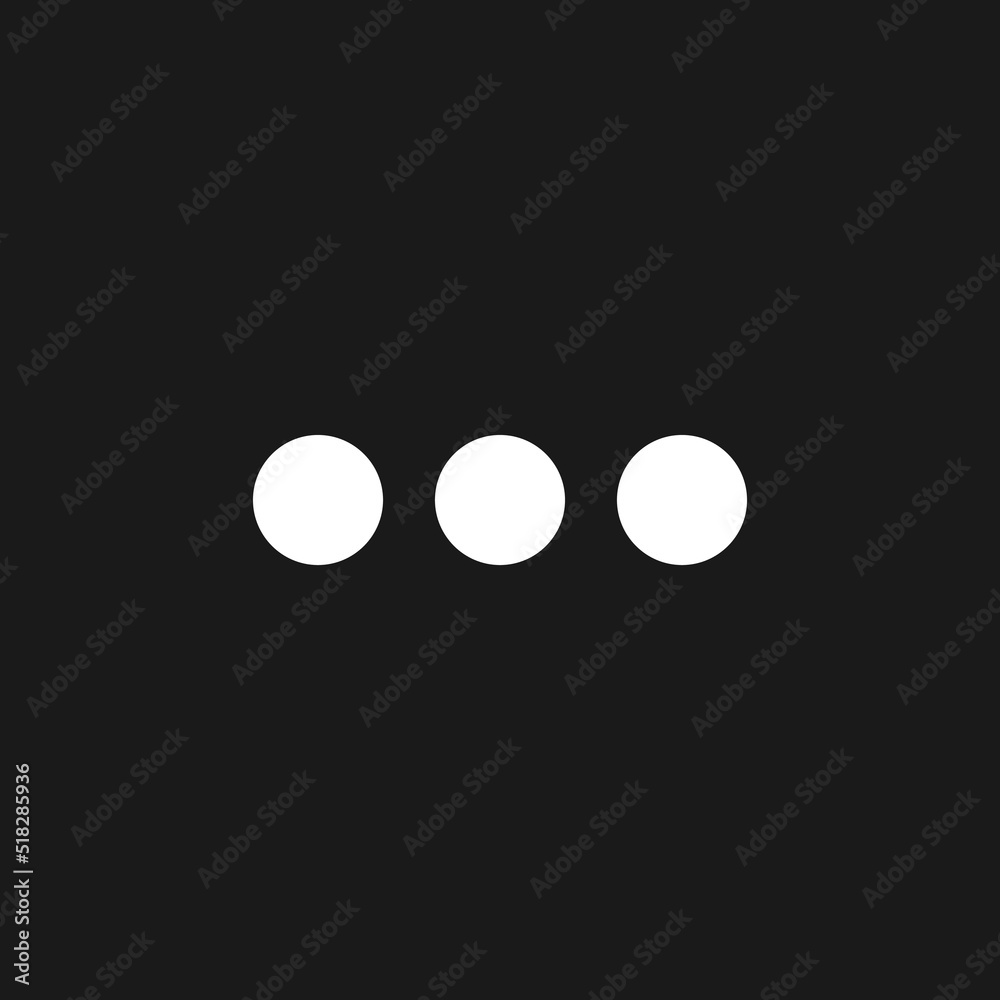 Three horizontal dots menu dark mode glyph ui icon. Meatballs menu. User interface design. White silhouette symbol on black space. Solid pictogram for web, mobile. Vector isolated illustration Three horizontal dots menu dark mode glyph ui icon. Meatballs menu. User interface design. White silhouette symbol on black space. Solid pictogram for web, mobile. Vector isolated illustration