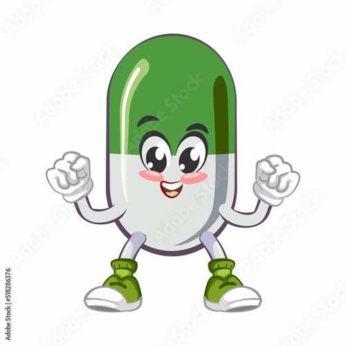 vector illustration of cute and strong capsule mascot 