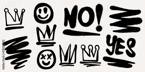 Spray Paint Smile, Crown and Element Design Set