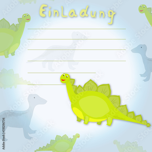 A card with dinosaurs for an invitation to a children s party or other events. Vector graphics