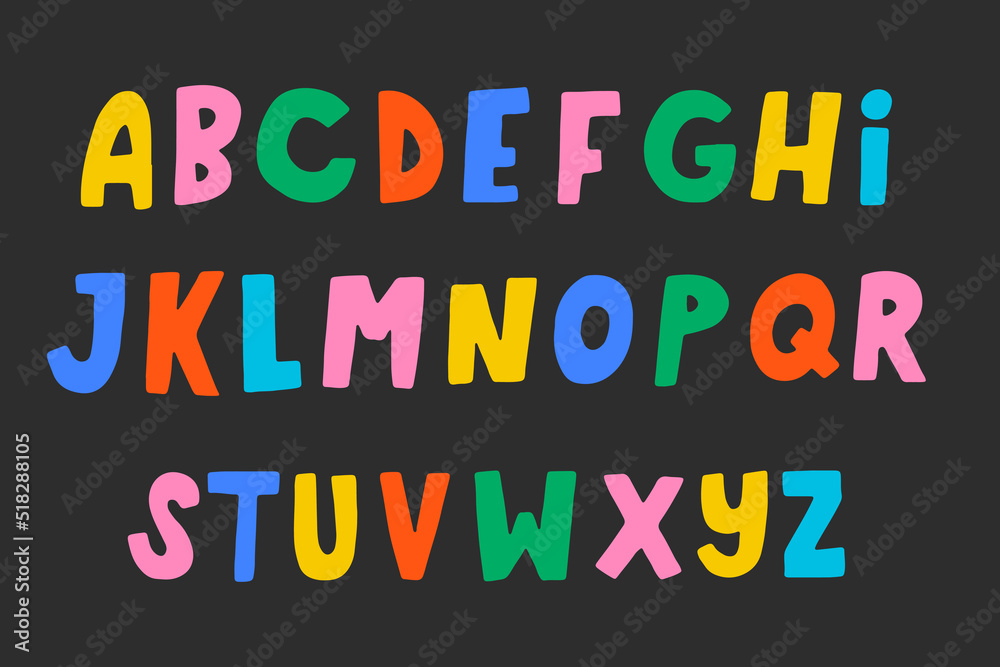 Childlike Colorful Alphabet Design Set