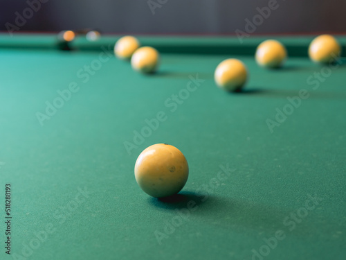 Wallpaper Mural Close up photo of billiard balls on green pool table. Torontodigital.ca