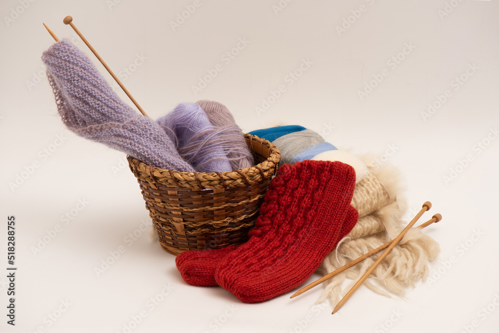 Knitting as a hobby isolated on white background. Knitting as a hobby isolated on white background.