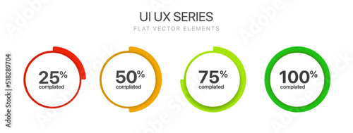 Set of circle percentage diagrams from 25 to 100 ready-to-use for web design, user interface UI or infographic.