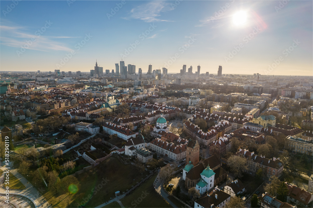 Fototapeta premium Drone view of the city of Warsaw