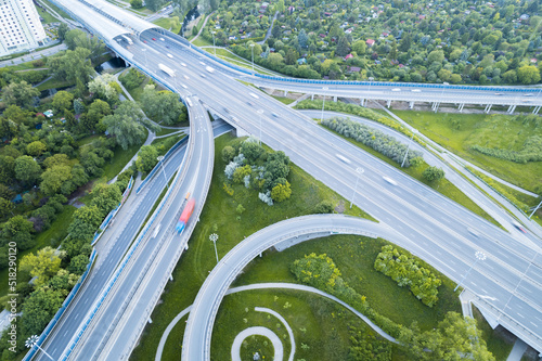 Wallpaper Mural Busy intersection multilane road suronded by nature in the city of Warsaw, Poland. S8 Freeway. Torontodigital.ca