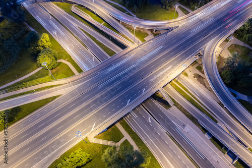 Wallpaper Mural S8 intersection in Warsaw at night. Torontodigital.ca