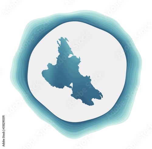 Krk logo. Badge of the island. Layered circular sign around Krk border shape. Powerful vector illustration.